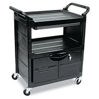 Rubbermaid Commercial Plastic Service and Utility Cart with Cabinet and Sliding Drawer, Black (FG345700BLA) by Rubbermaid Commercial