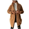 thumbnail image 2 of Lilgiuy Women's Top Cardigan Outwear Plush Solid Color Suit Coat Long Sleeve Coat Khaki，8（L） Winter Fashion 2022, 2 of 5