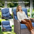 thumbnail image 4 of Planntonneo 3-Piece Patio Furniture Set - Wicker Swivel Glider Chairs with 6-Inch High-Resilience Cushions and Side Table, Brown/Blue, 4 of 9