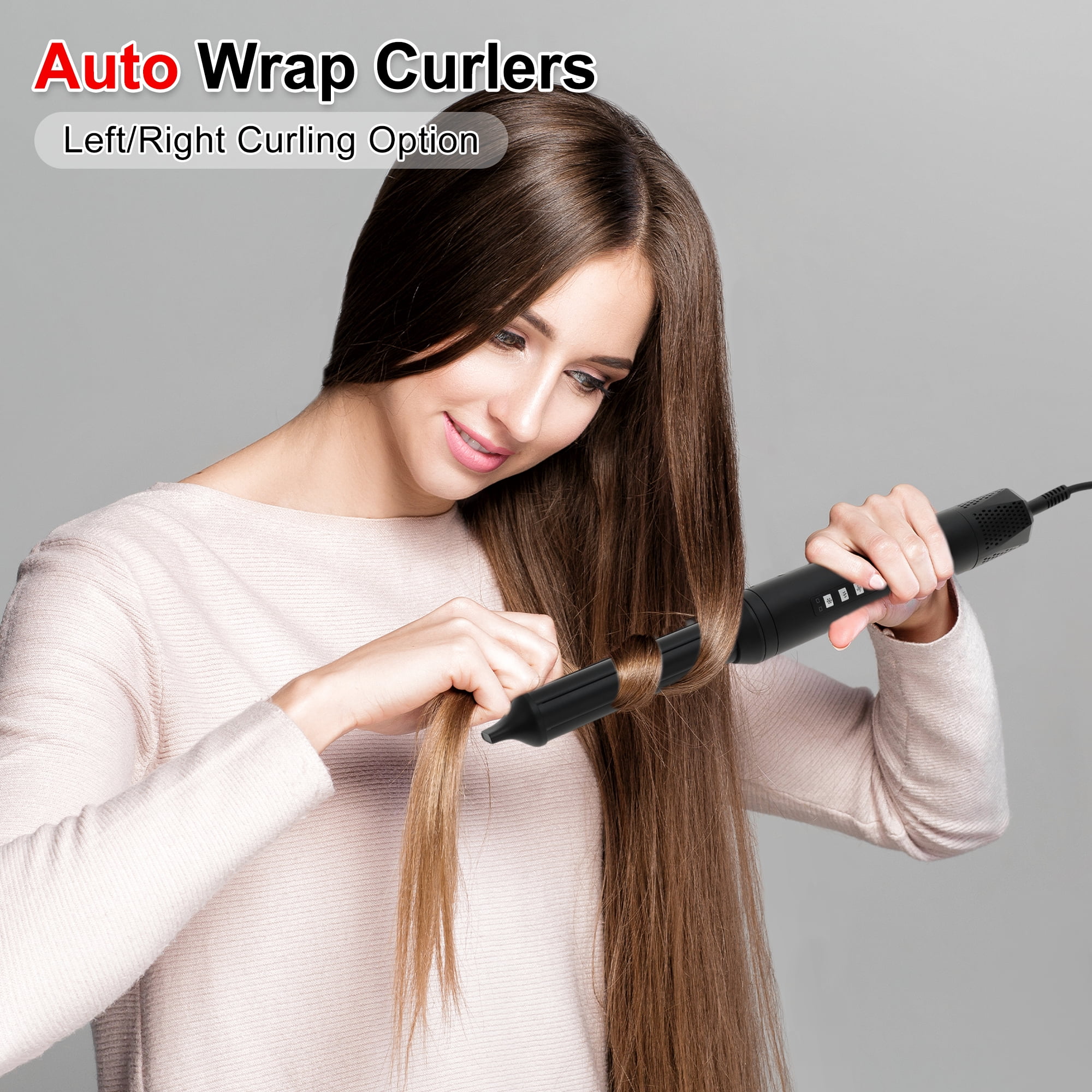 Unique Bargains 5 in 1 Air Styler Hot Air Brush Hair Dryer & Curling Iron with Attachments Professional Multi-Styler for Straightening Volumizing and Drying Lightweight & Fast Heating Black