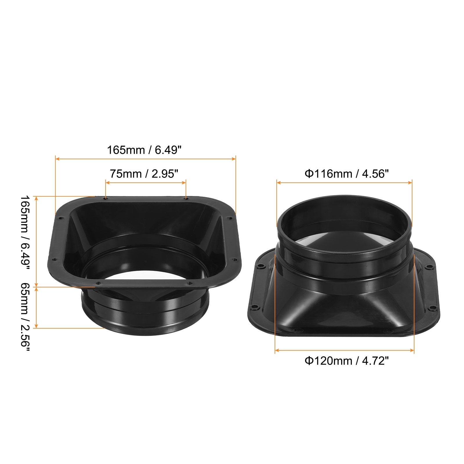 Uxcell 5" Duct Connector Flange, PP Dryer Vent Wall Plate Square to Round for Air Heating Cooling Ventilation