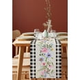 thumbnail image 5 of Table Runner Dresser Scarves 72 Inch Long, Spring Watercolor Farm Floral Plant Linen Dining Table Runners Linen Cotton and White Black Grid Tabletop Scarf for Wedding Holiday Party Kitchen, 5 of 7