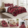 thumbnail image 6 of Quilts Twin Size Bedding Set, Red Western Lightweight Quilted Comforter, Southwestern Geometric Ethnic Art Soft Reversible Bedspread Coverlet with Pillow Covers for All Season, 68" x 86", 6 of 9