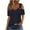 Navy, variant on LYXSSBYX Summer Tops for Women 2024 Short Sleeve 2024 Women's Fashion Casual Solid Color Shoulder Leakage Short Sleeve Pullover Short Sleeve Top