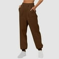 thumbnail image 2 of NOLDARES Sweatpants for Women Joggers Baggy Cinch Bottom High Waisted Drawstring Gym Workout Pants with Pockets 2024 Fall(Brown,M), 2 of 5