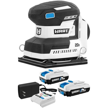 HART 20-Volt Sheet Sander with 2-Pack 2Ah Battery and Charger Starter Kit Bundle