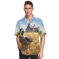 thumbnail image 6 of Duck Houses Trees Wheat Men's Hawaiian Wrinkle Free Button Down Short Sleeve Shirt Casual Shirts Beach Shirts, 6 of 8