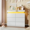 thumbnail image 5 of NYBOPAVIS 6 Drawer Dresser with Led Lights, 39" Wide White Wooden Dresser for Bedroom, Modern Chest of Drawers with Power Outlet & Flip Top Storage for Closet, Living Room, Entryway, Hallway, 5 of 10
