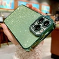 thumbnail image 4 of Compatible with iPhone 13 Pro Max Glitter Plating Case, Bling Sparkly Glitter Shiny Clear Case for iPhone 13 Pro Max Camera Protection Soft TPU Shockproof Back Cover for Women Girls Green, 4 of 12