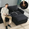 thumbnail image 7 of L Shape Sofa Couch with  USB & Cup Holders, Corduroy Stripe Fabric 3 Seater Sofa with 1 Ottoman, Black, 7 of 7
