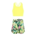 thumbnail image 2 of YONGHS Kids Girls Two-Piece Sport Suit Rear back Cross Top Shorts Set 4-16 Lemon Yellow 6, 2 of 7