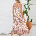 thumbnail image 3 of SDNall Robe pour Femmes Décontractée Imprimée Sans Manches Col en V Robe à la Cheville Sans Manches Robe Décontractée pour Femmes, Robe à Manches 3/4 pour Femmes, 3 of 8