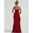 thumbnail image 4 of Robes Formelles pour Femmes Sans Manches Moulantes Froncées à Fente Haute Robe Maxi Cocktail Bal Rouge m, 4 of 8