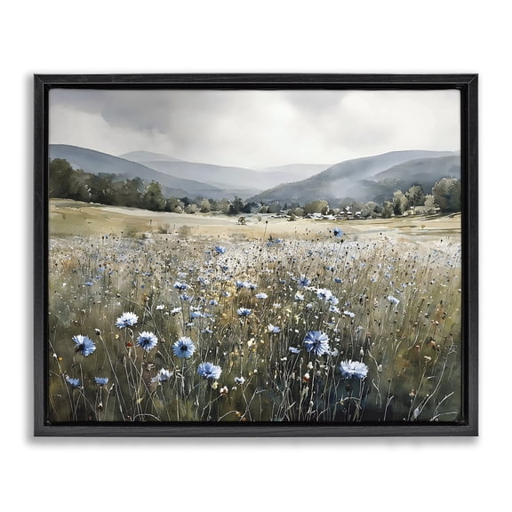 Stupell Industries Farmhouse Sapphire Speckled Fields Black Floating Frame Canvas Art, 21 x 17, by Franklyn Gregory