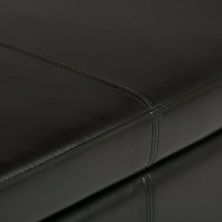 Simpli Home - Avalon Rectangular Polyurethane Faux Leather Ottoman With Inner Storage - Tanner's Brown