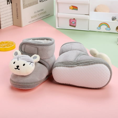 

Quealent Baby Booties Girl Baby Booties Girls Boys Slippers First Walkers Shoes Warm Socks Crib Shoes Gray 18 Months