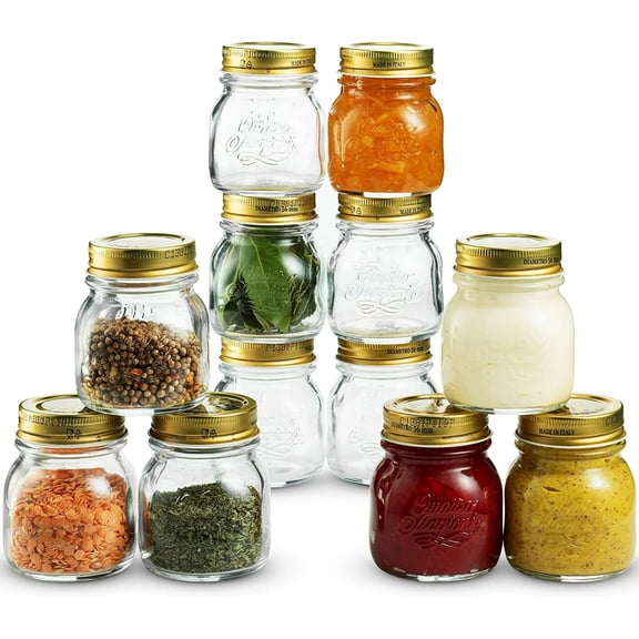 Bormioli Rocco Quattro Stagioni Mason Jars (Set of 12) - 8.5 Oz. Glass Storage Containers with Twist Top Vacuum Seal Lids for Canning, Sauces, Dry Goods & Cocktail Presentation - Made in Italy