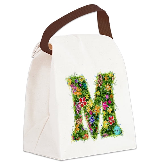 CafePress - M Floral - Canvas Lunch Bag with Strap Handle