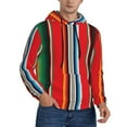 thumbnail image 2 of Lsque Mexican Serape Blanket Stripes Pattern Casual Men's Hoodie,Hooded Sweatshirt with Kangaroo Pocket,Pullover Hoodie-Medium, 2 of 7