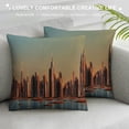 thumbnail image 3 of Heduofu Decorative Square Throw Pillow Cover  Wheel Panorama Jbr Landscape Metropolis Gulf Landmarks Parks Outdoor Linen Cozy Cushion Case for Car Couch Lving Room White, 3 of 5