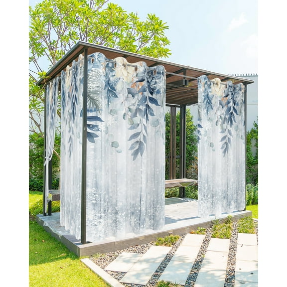 Outdoor Curtains for Patio, Xmas Eucalyptus, Waterproof Blackout Outside Curtain for Porch/Pergola/Gazebo, Christmas Farmhouse Snowflake Wood Thermal Insulated Drapes, 2 Panels, 54 x 95 Inch