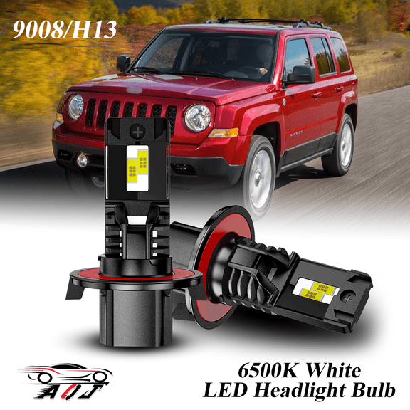 LED Headlight Fit for Jeep Patriot 2007-2017 - 30,000LM 300% Super-Bright 6500K White Bulb, Plug & Play, Pack of 2