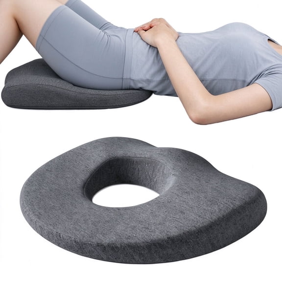 Hskeji Donut Pillow for Tailbone Pain Relief, Bed Sore Cushion for Butt, Hemorrhoid & Coccyx Seat Cushion for Wheelchair, Office Chair, Postpartum Pregnancy - Dark Grey Memory Foam