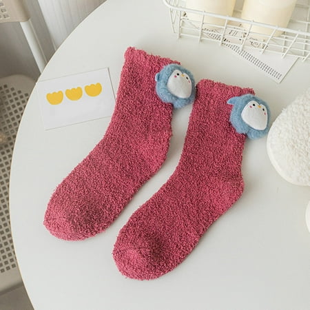 

YSEINBH Womens Coral Socks Autumn And Winter Cute Thick Piled Thermal Floor Socks