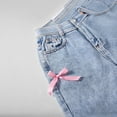 thumbnail image 5 of OGLCCG Flare Jeans for Girls Teens Cute Bow High Elastic Waist Wide Leg Denim Pants with Pockets Stretch Cute Y2K Streetwear Bell Bottom 6-13 Years, 5 of 7