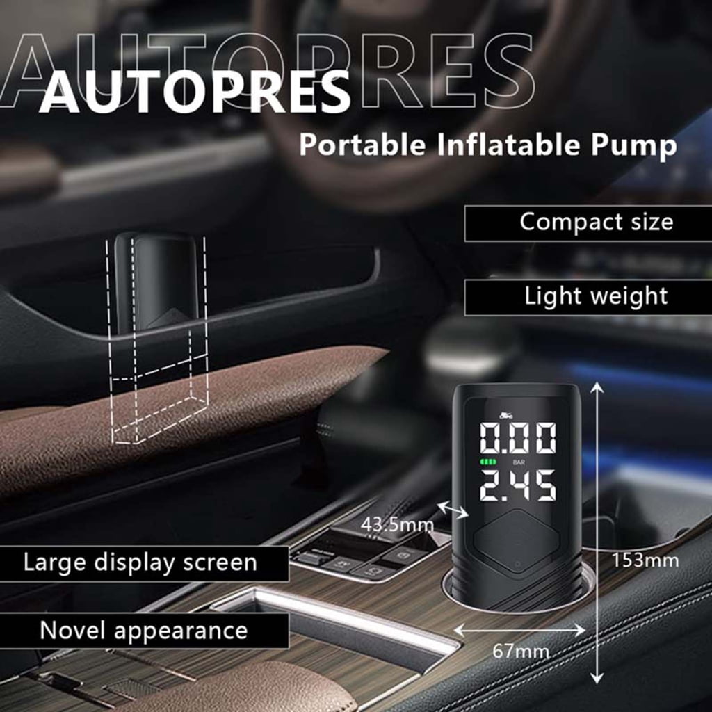 Tire Inflator Portable Air Compressor, 150PSI Portable for Car Tires 5000mAh Electric for Motor Bike