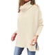 thumbnail image 3 of Suéter de cuello alto de gran tamaño para mujer, suéter de poliéster suelto y transpirable con manga de murciélago para compras diarias Albaricoque XL, 3 of 6