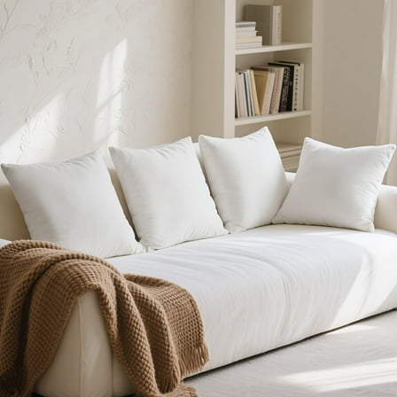 FANRUINA 8pcs/4pcs 20x20 Pillow Inserts, Home Decorative Throw Pillows, Large Sofa Pillows Inserts, Decor For Patio, Bedroom, Living Room, Outdoor, Indoor, White