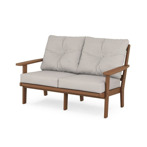 POLYWOOD® Prairie Deep Seating Loveseat in Teak / Dune Burlap