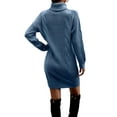 thumbnail image 3 of Innerwin Pullover Jumper Solid Color Ladies Mini Dresses Warm Long Sleeve Slouchy Sweater Dress Sea ​​Blue XL, 3 of 4