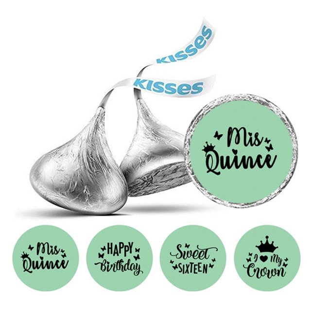 Darling Souvenir chocolate Candy Labels 190 Pcs Quinceanera Party Theme Stickers-Mint
