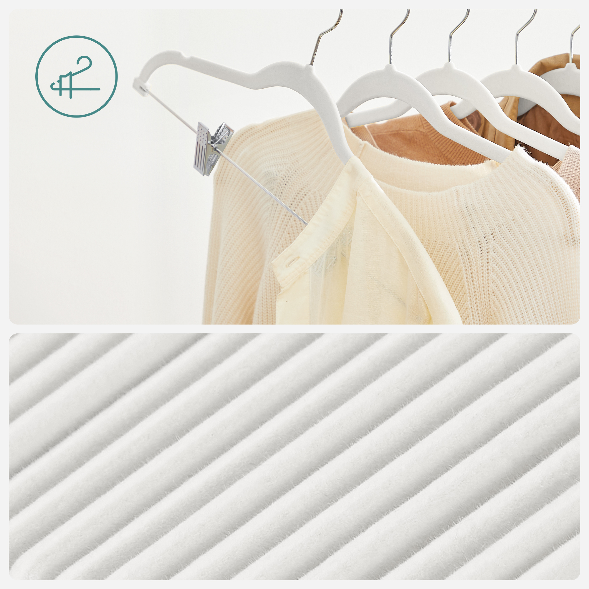 SONGMICS 30-Pack Velvet Skirt and Pants Hangers, White photo 8