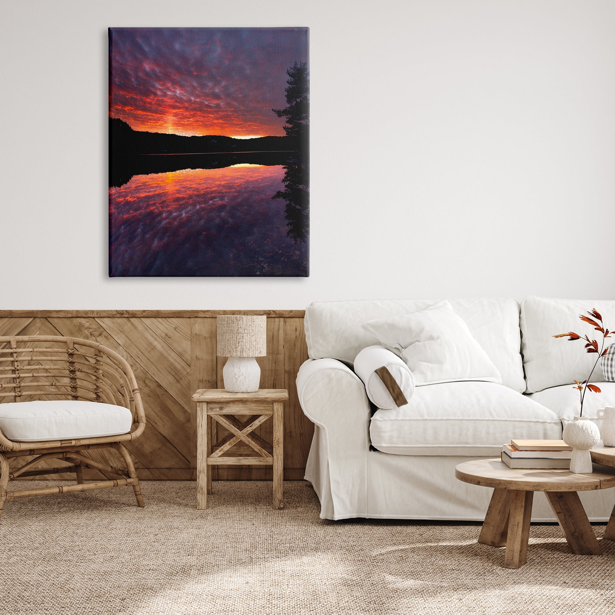 Stupell Industries Lake Sunset Reflection Nature Photography Gallery Wrapped Canvas Print Wall Art, 36 x 48