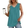 thumbnail image 2 of Timegard Débardeurs pour Femmes Col en V Sans Manches Froncé Couleur Unie Confortable Chic Décontracté Tunique pour Leggings, 2 of 7