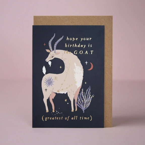 G.O.A.T. Birthday Card – Unique Goat Design with Foil Accents – Blank Inside – Perfect Greeting Card for Celebrating Birthdays in Style