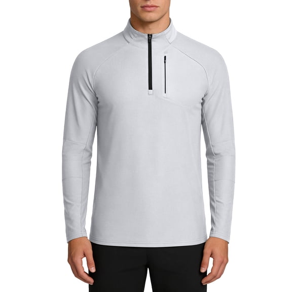 ZCFZJW Mens Long Sleeve Shirts Quarter Zip Mock Neck Slim Fit Pullover Sun Protection Wicking Moisture Workout Running Casual Athletic Tops Gray XXXL