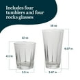 thumbnail image 3 of Libbey Monterrey Everyday Drinking Glasses Set of 8, Geometric Shape DOF and Glass Tumbler Set, All Purpose Kitchen Glassware Set for Water Cocktails, 3 of 6