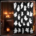 thumbnail image 6 of Ghost Shower Curtain Set, 72" W x 72" H Cute Halloween Ghost Shower Curtain with 12 Spooky Bath Hooks Scalloped Home Bathroom Decoration, 6 of 6