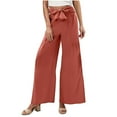 thumbnail image 3 of HVOBTTY Women's Wide Leg Pants, Fall Pants for Women, Women's Casual Solid Color Wide Leg Athletic Tie Waist Loose Pants Red, XL, 3 of 5