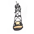 thumbnail image 3 of Schutz Erlina Black Croco Leather Flat Criss Cross Straps Gladiator Sandals (5.5), 3 of 4