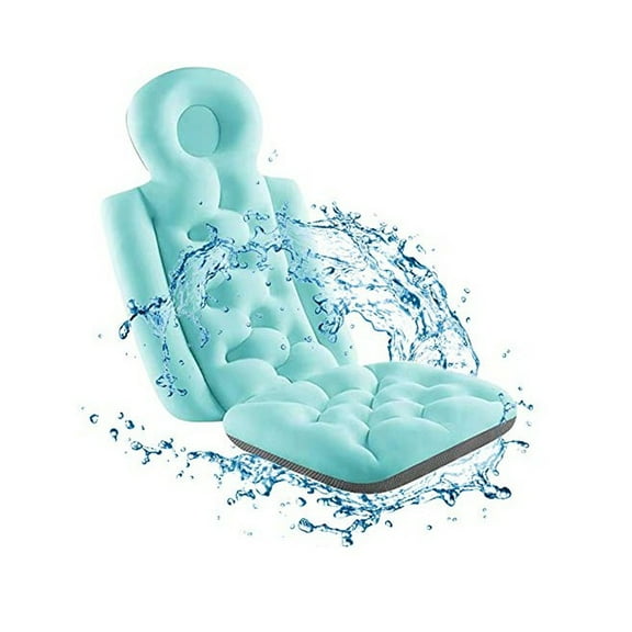 Full Body Bath Pillow, Ergonomic Spa Bathtub Pillow for tub, Non-Slip Thick Waterproof Bathroom Pillow Bath tub Accessory for Head Neck Shoulder Back Support, Green