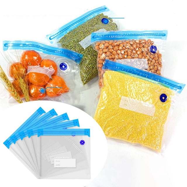 5 bolsas selladas para almacenamiento de alimentos, almacenamiento de cocina, bolsas de verduras para alimentos, carne marinada, fruta, cereales, sánd L Macarena recipiente al vacío