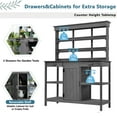 thumbnail image 3 of Harper & Bright Designs Wood Potting Bench with Hutch, Garden Workstation with Table & Drawer, Outdoor Planting Table with Storage Shelves and Cabinet for Backyard, Gray, 3 of 16
