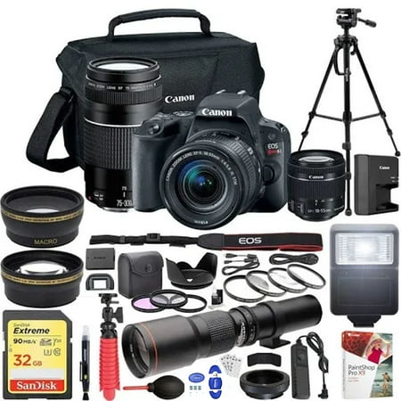 Canon EOS Rebel SL2 DSLR Camera with 18-55mm Lens | 75-300mm Dual Zoom Lens Kit Pro Bundle