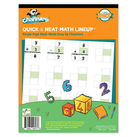 Channie's Single Digit Math LineUp, Blank Math sheets for writing your own equations in Channie's color-coded format