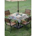 thumbnail image 5 of Sea Turtle Coastal Outdoor Tablecloth with Umbrella Hole, Summer Coral Ocean Gray Blue Wooden Spillproof Waterproof Outdoor Table Cover, Patio Tablecloths for Party/Garden/Picnic, Square 60"x60", 5 of 9